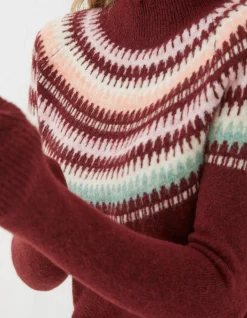 FatFace Bea Yoke Fairisle Jumper Raspberry Red