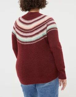 FatFace Bea Yoke Fairisle Jumper Raspberry Red