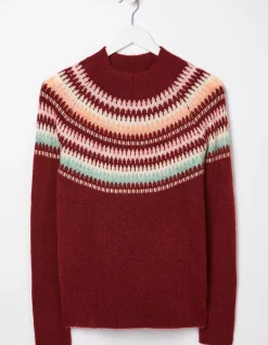 FatFace Bea Yoke Fairisle Jumper Raspberry Red