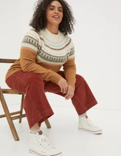 FatFace Bea Yoke Fairisle Jumper Brown Sale