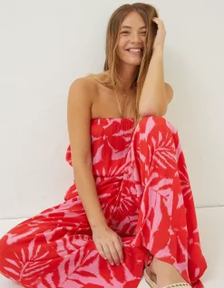 FatFace Beach Wear Bennie Ikat Jumpsuit Bright Red Clearance