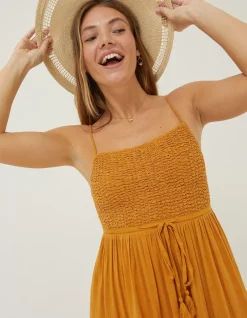 FatFace Beachwear Jo Midi Sundress Golden Yellow Outlet
