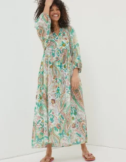 FatFace Beachwear Jocelyn Paisley Midi Dress Multi Colour Outlet
