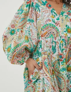 FatFace Beachwear Jocelyn Paisley Midi Dress Multi Colour Outlet