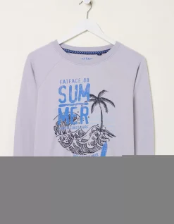 FatFace Becky Summer Graphic Crew Sweatshirt Lilac New