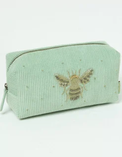 FatFace Bee Cord Make Up Bag Light Green Discount