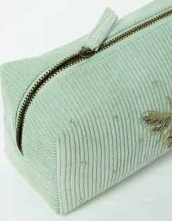 FatFace Bee Cord Make Up Bag Light Green Discount