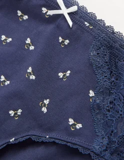 FatFace Bee Print Mini Knickers Navy Discount