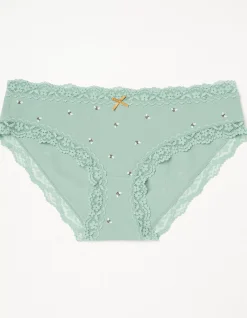 FatFace Bee Print Short Knickers Green Haze Outlet