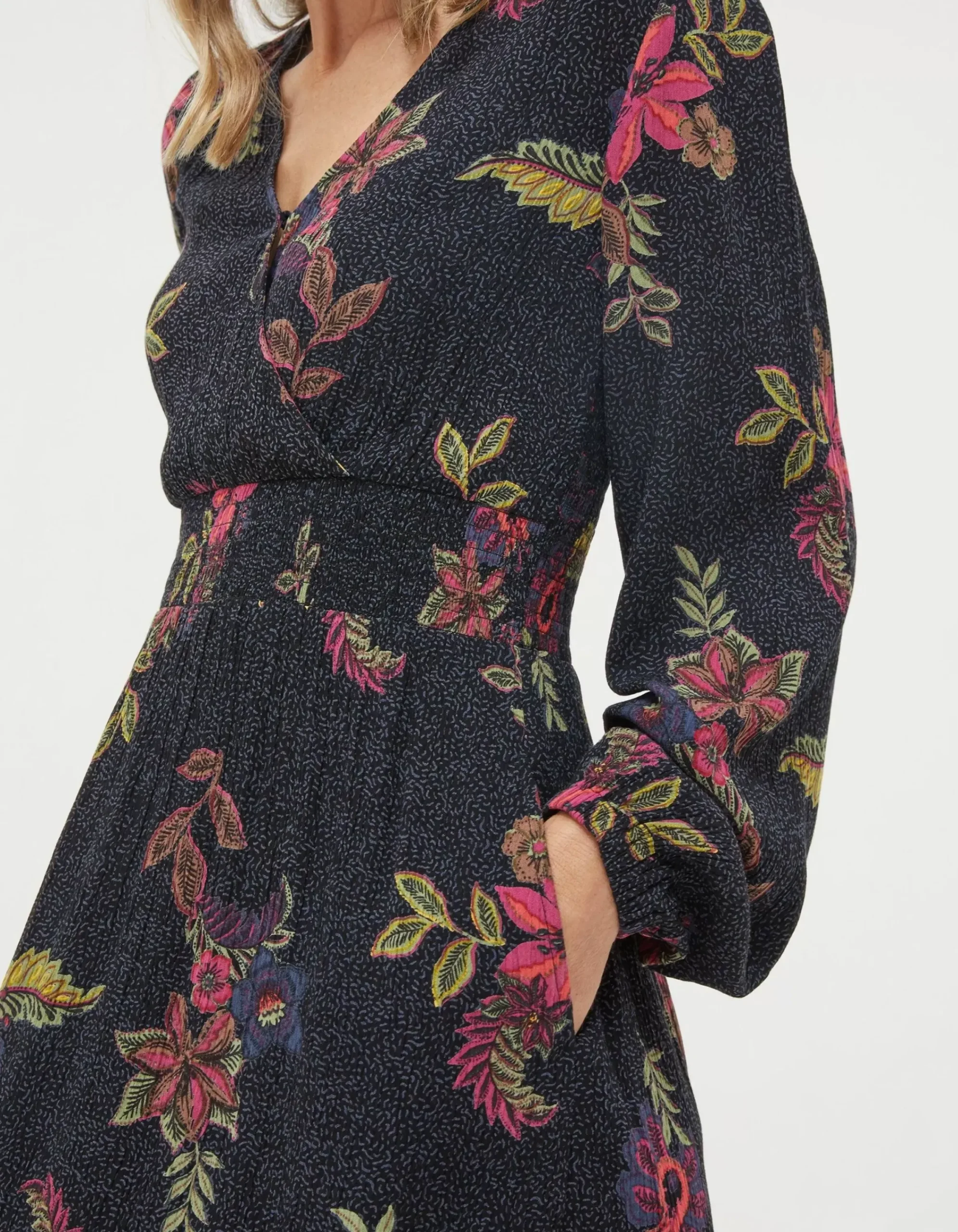 FatFace Bennie Floral Midi Dress Black Hot