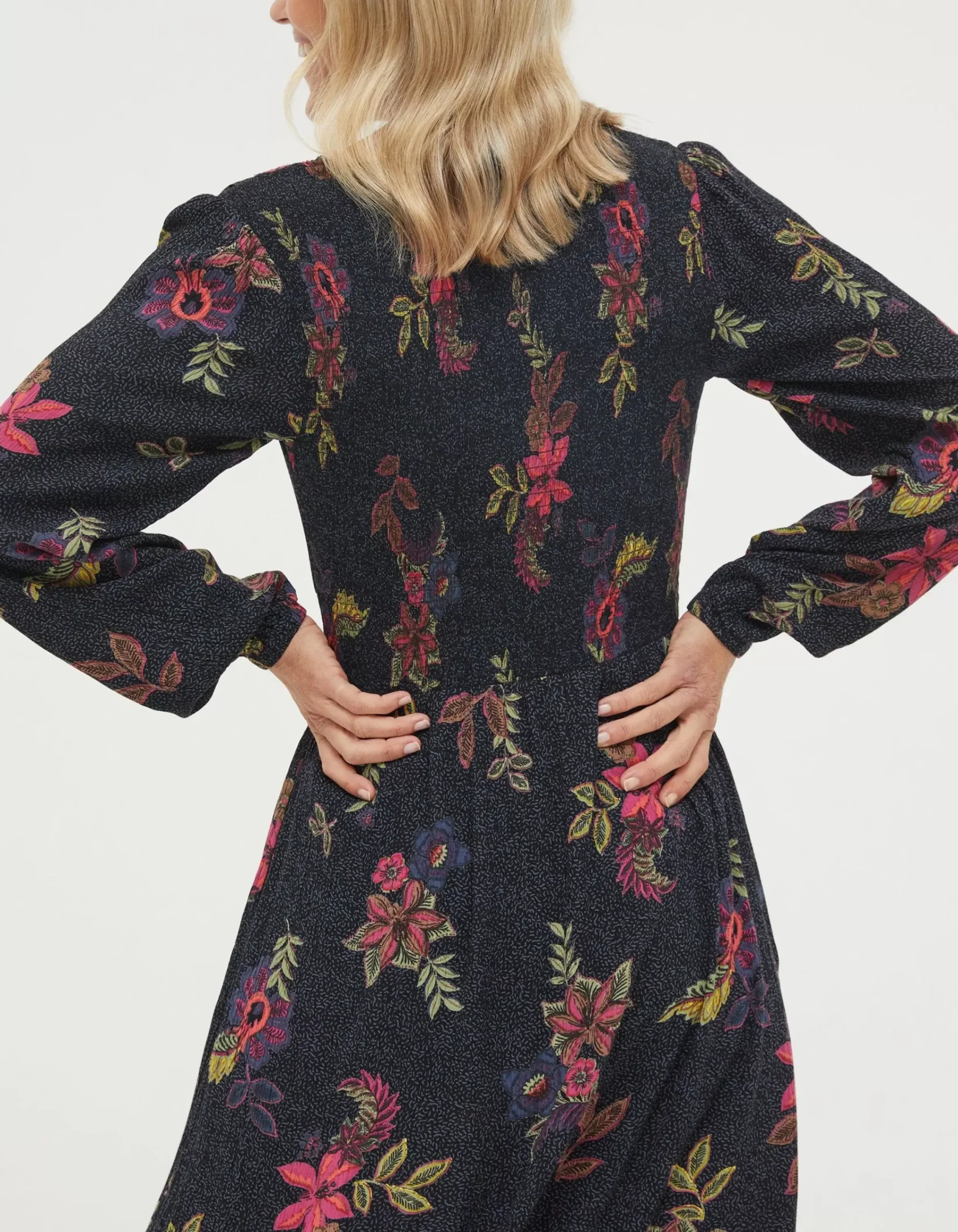 FatFace Bennie Floral Midi Dress Black Hot