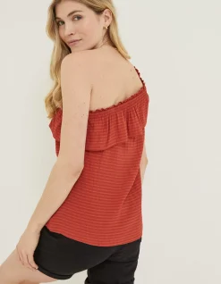 FatFace Bernie Asymmetric Cami Top Rust Red Hot