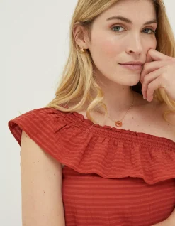 FatFace Bernie Asymmetric Cami Top Rust Red Hot