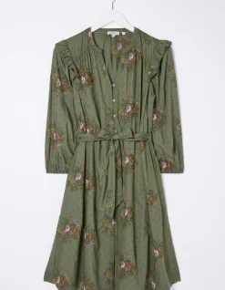 FatFace Bernie Embroidered Shirt Dress Light Olive