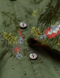 FatFace Bernie Embroidered Shirt Dress Light Olive