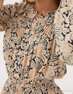 FatFace Beth Damask Floral Maxi Dress Black New