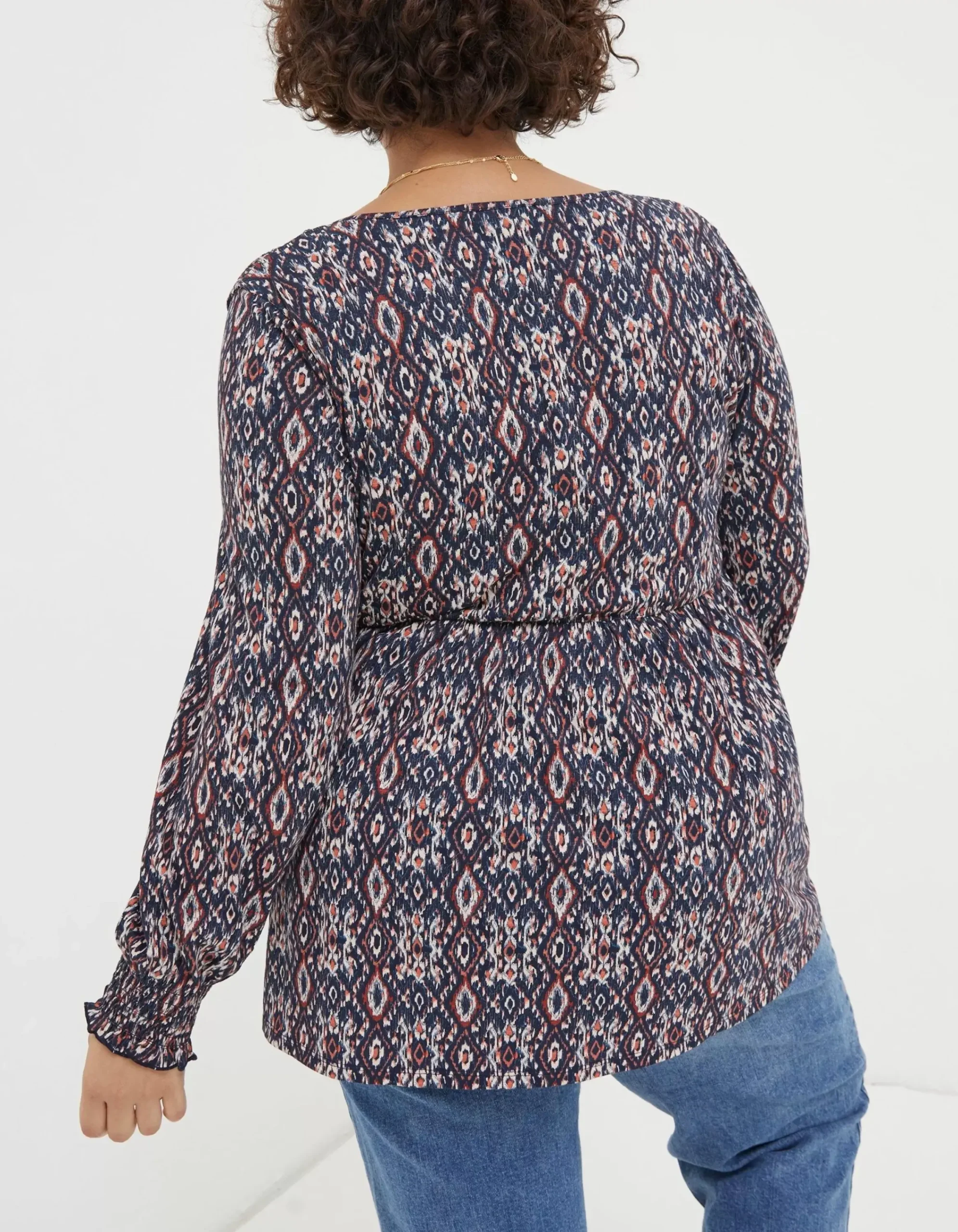 FatFace Beth Ikat Geo Tunic Chestnut Brown Sale
