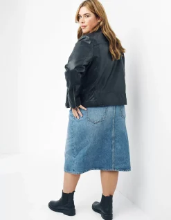 FatFace Bethany Biker Leather Jacket Black Hot
