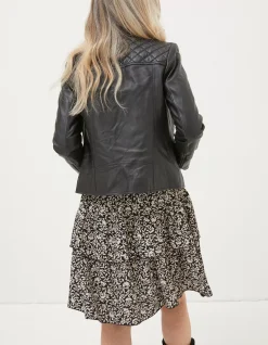 FatFace Bethany Quilted Biker Jacket Black Hot