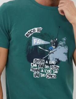 FatFace Better A Bad Day Ski T Shirt Green Online