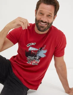 FatFace Better A Bad Day Ski T-Shirt Bright Red Clearance
