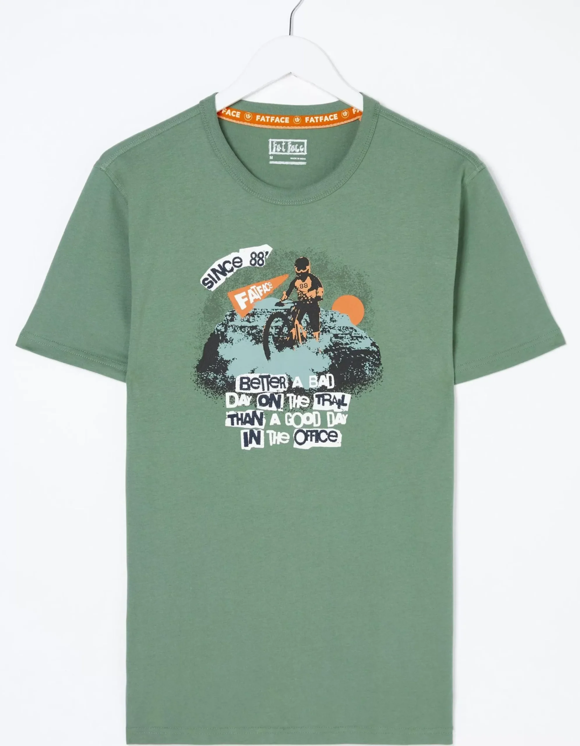 FatFace Better A Bad Day Trail T Shirt Green