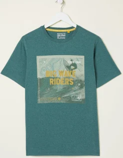 FatFace Big Wave Riders T-Shirt Teal Green Online