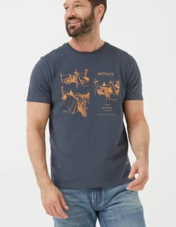 FatFace Bike In Tents T-Shirt Washed Black Clearance