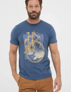 FatFace Bike Map T-Shirt Navy Outlet