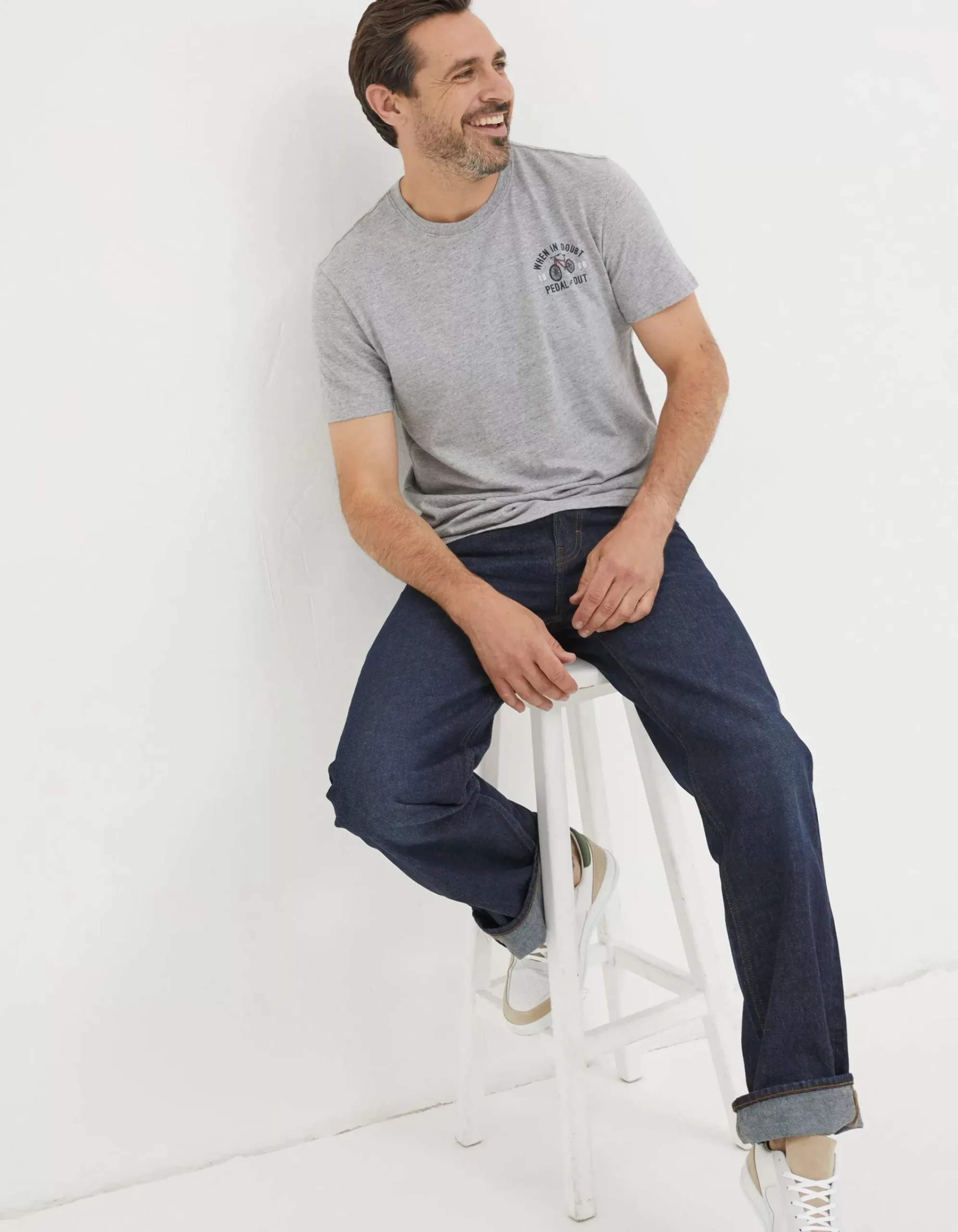 FatFace Bike Pedal T-Shirt Grey Marl Clearance