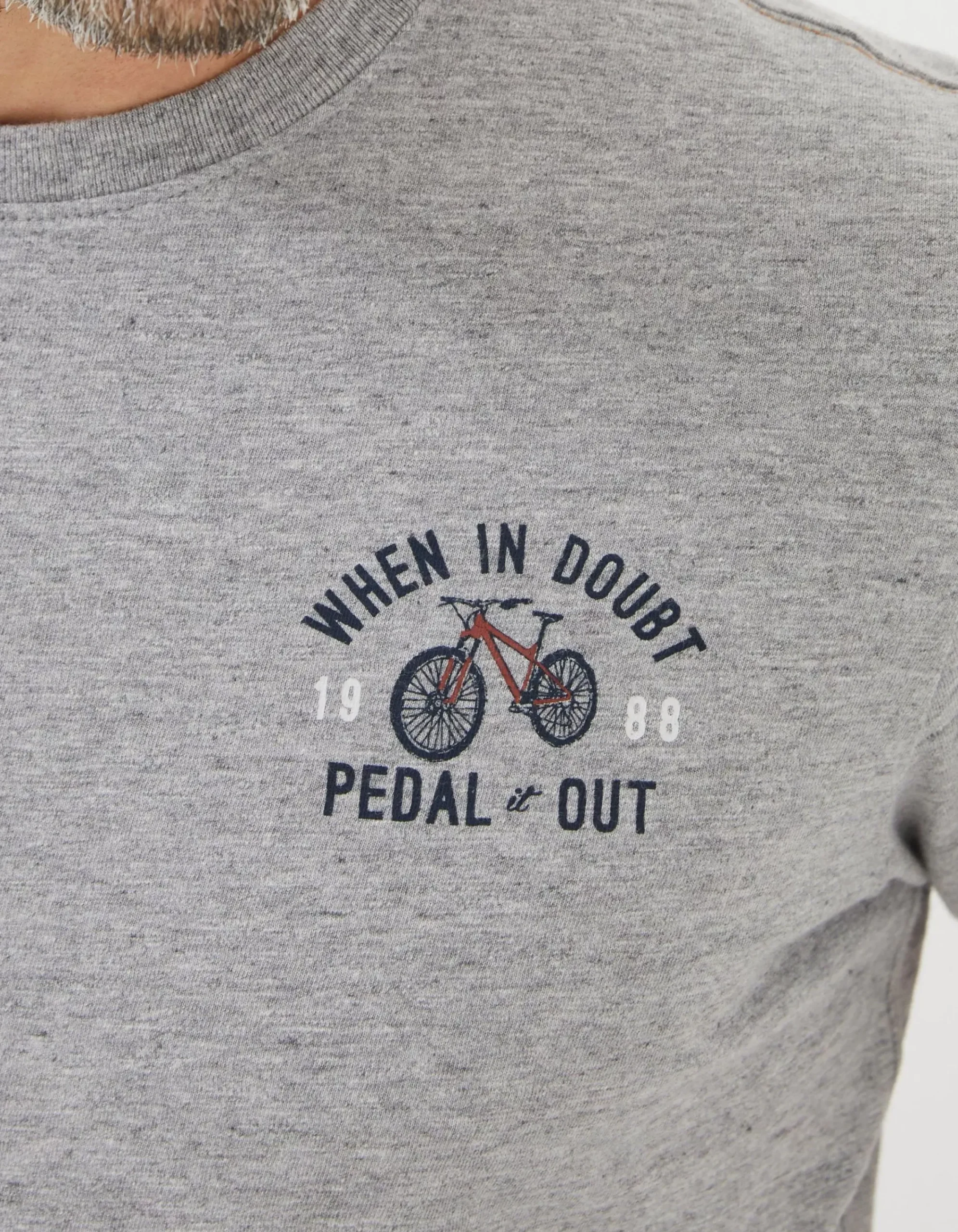 FatFace Bike Pedal T-Shirt Grey Marl Clearance