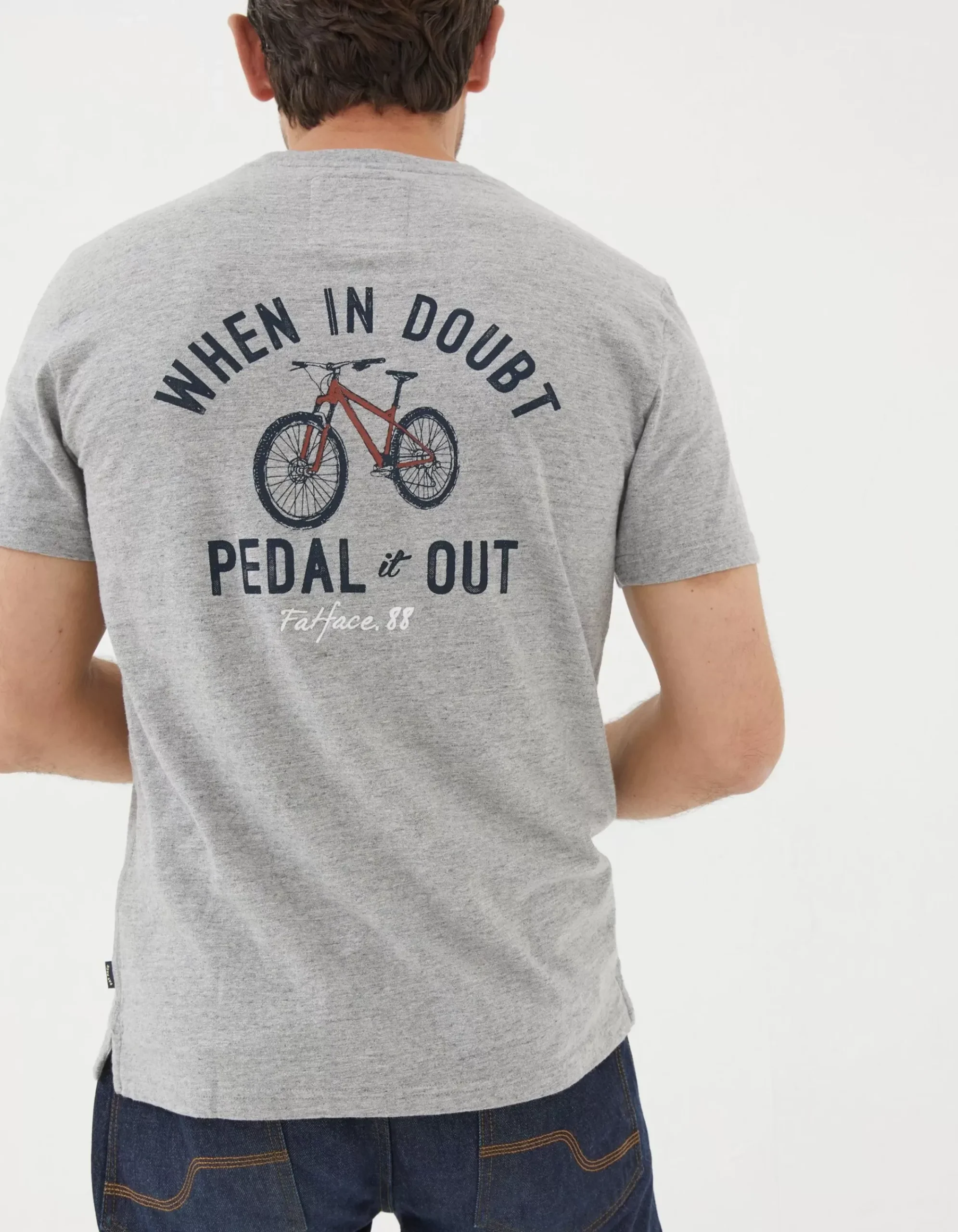 FatFace Bike Pedal T-Shirt Grey Marl Clearance