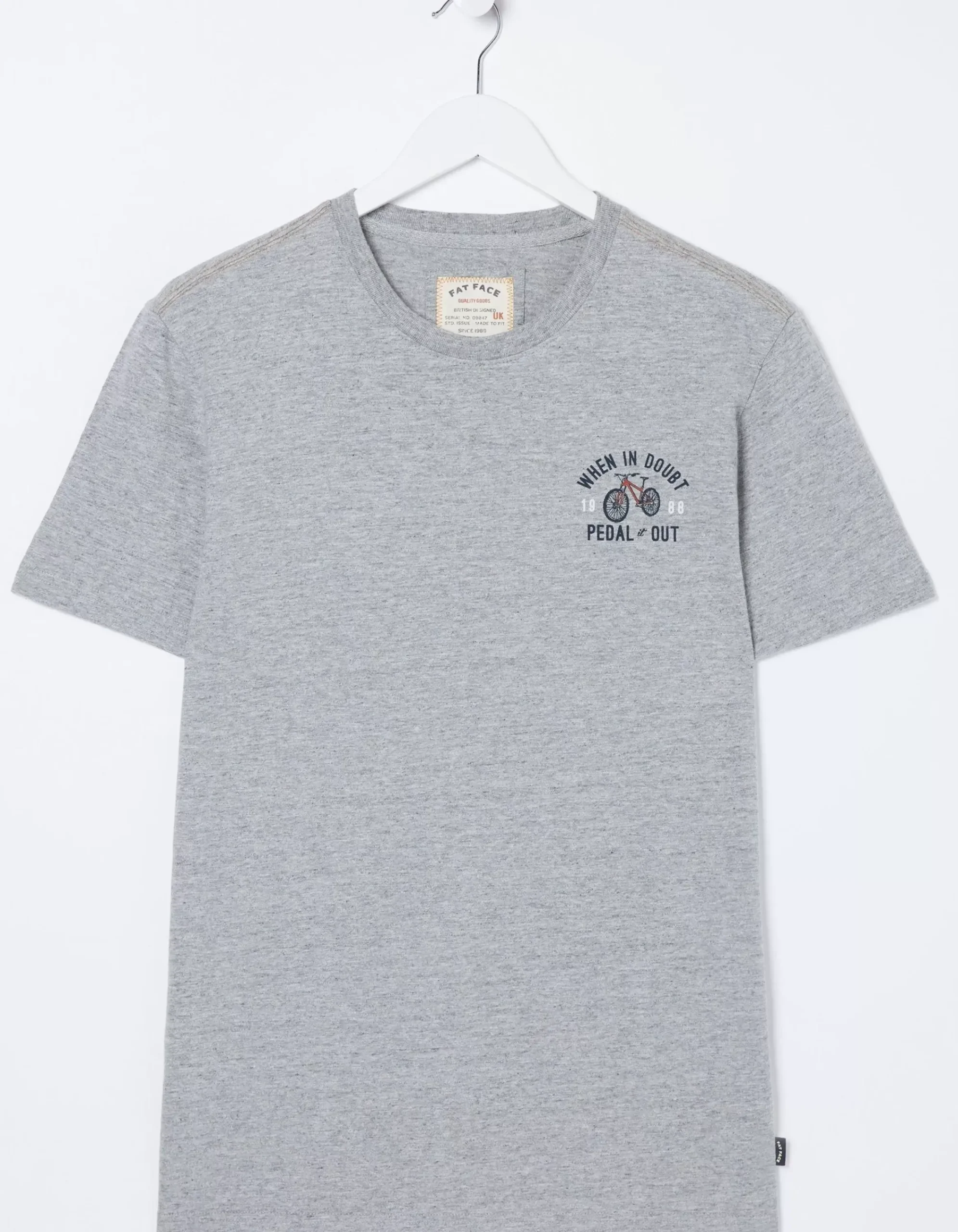 FatFace Bike Pedal T-Shirt Grey Marl Clearance