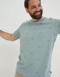FatFace Bike Print T-Shirt Light Green Sale