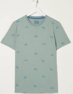 FatFace Bike Print T-Shirt Light Green Sale