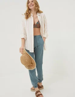 FatFace Billie Linen Blend Shirt White New