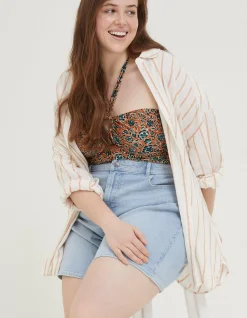 FatFace Billie Linen Blend Shirt White New