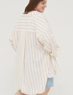 FatFace Billie Linen Blend Shirt White New