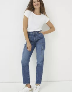 FatFace Blair Cargo Jeans Mid Blue Sale