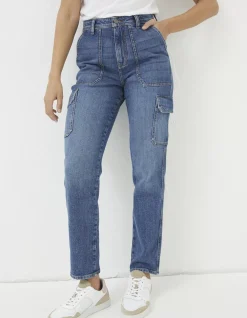 FatFace Blair Cargo Jeans Mid Blue Sale
