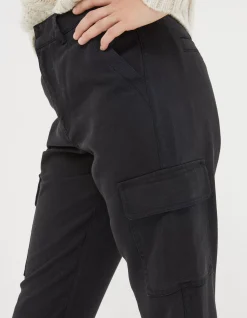 FatFace Blair Tencel Carpenter Trousers Black Outlet