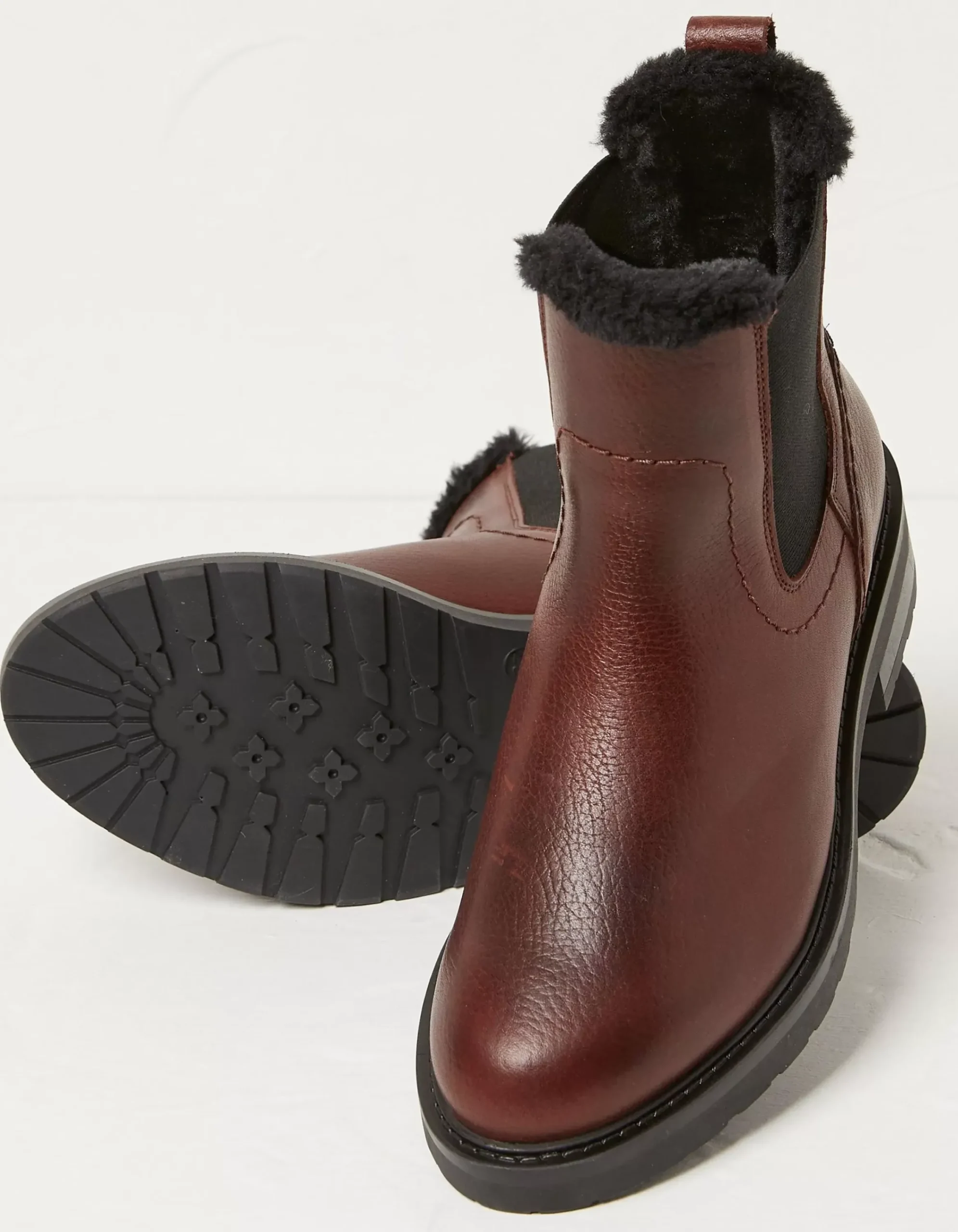 FatFace Blake Fur Lined Chelsea Boot Burgundy Discount