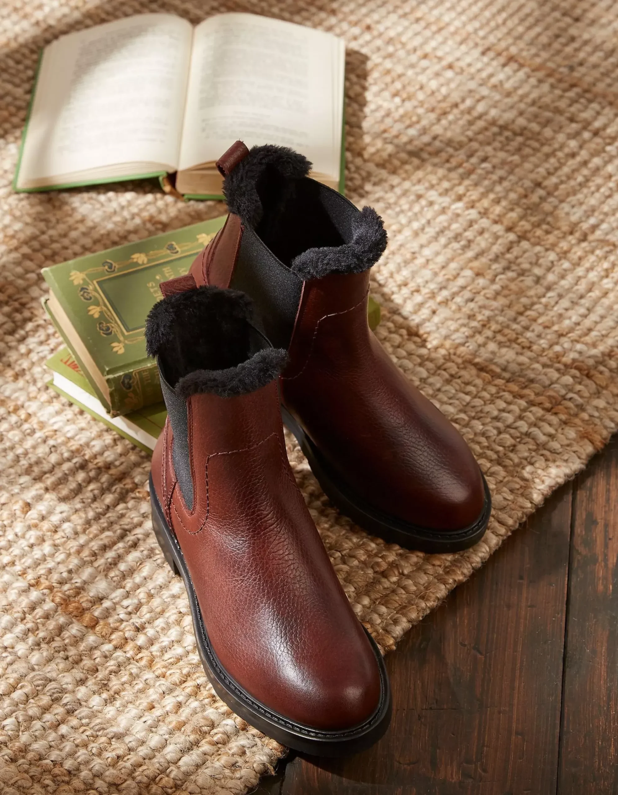 FatFace Blake Fur Lined Chelsea Boot Burgundy Discount