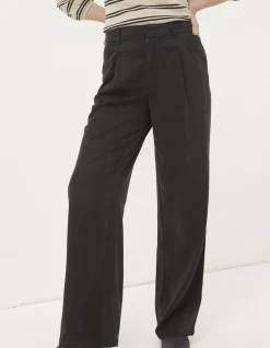 FatFace Blake Wide Leg Drape Trousers Washed Black Hot