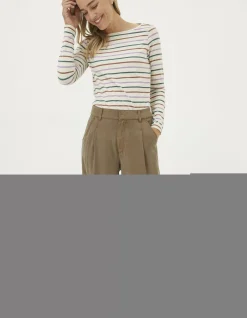 FatFace Blake Wide Leg Drape Trousers Khaki Green Discount