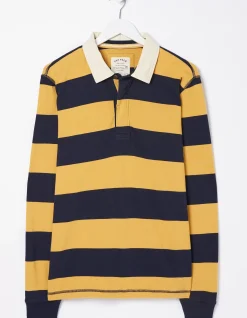 FatFace Block Stripe 88 Rugby Shirt Yellow Outlet