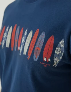 FatFace Board Line Up T-Shirt Blue New