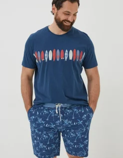FatFace Board Line Up T-Shirt Blue New