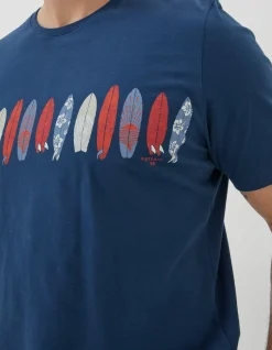 FatFace Board Line Up T-Shirt Blue New