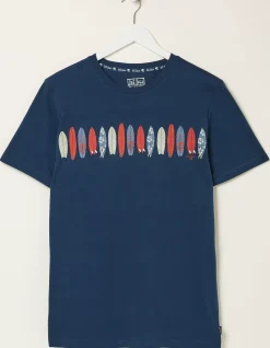 FatFace Board Line Up T-Shirt Blue New